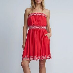 New York & Company Red Strapless Mini Dress